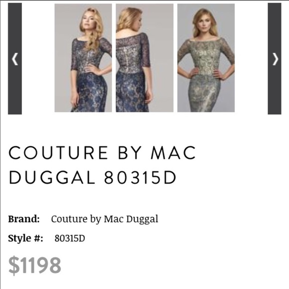 Mac Duggal couture blue sleeve lace gemstone gown - Picture 8 of 8